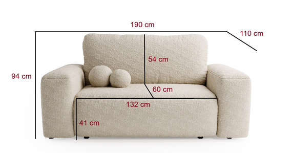 Schlafsofa 190 cm breit modern TEDIS Weiß