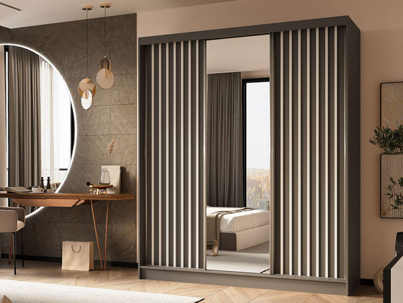Schwebetürenschrank für das Schlafzimmer VENTURA Graphit