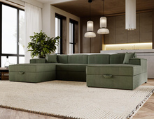 Ecksofa U-form SANTO Grün Cord