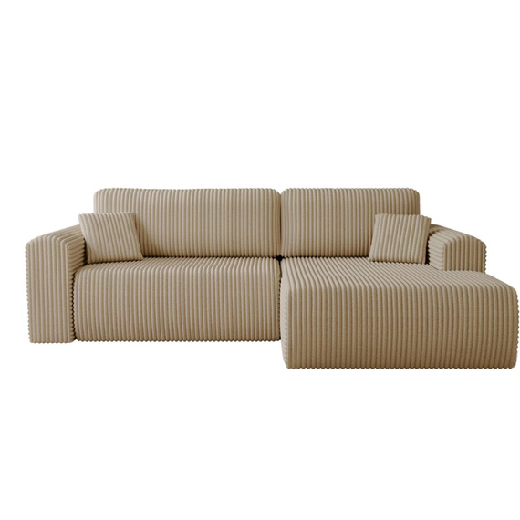 Gemütliches Ecksofa Cordstoff Beige