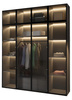 Moderner Drehtürenschrank mit Glasfront LED Beleuchtung Aufsatz Graphit STELLS