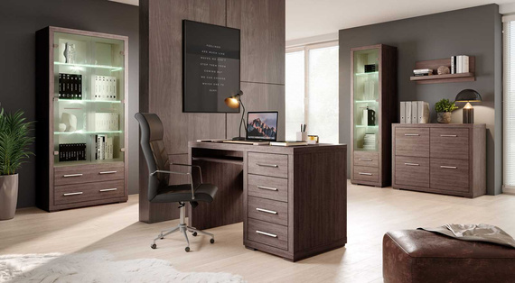 Vitrine ARIA mit 2 Schublade Eiche Santana Dunel