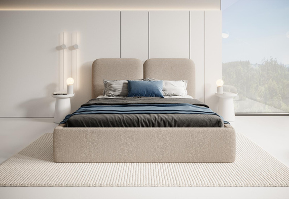  Doppelbett mit Kopfstütze 140x200 Beige BUBBLE III