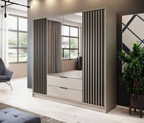 Drehtürenschrank mit Lamellen 200 cm breite Kaschmir LISA