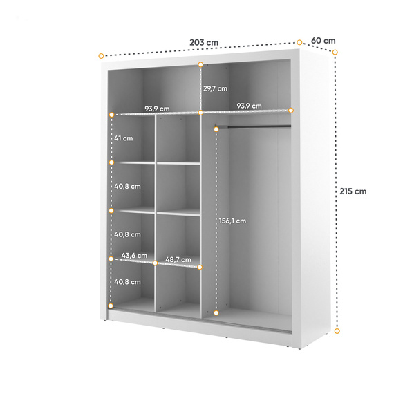 Schwebetürenschrank mit Spiegel ARTI 08 Grau