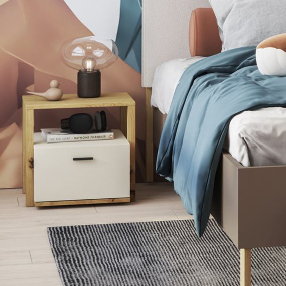 Nachtschrank mit Schublade LAGOS Eiche artisan Beige