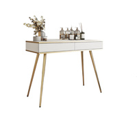 Design Schminktisch mit goldenen Beinen POLO Weiß