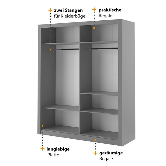 Mehrweckschrank mit Spiegel ARTI 03 Grau