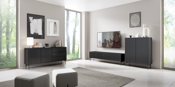 Kommode auf hohen Beinen LOUISS Schwarz