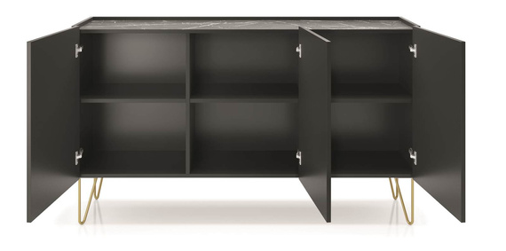 Kommode Sideboard mit marmur ARUB Schwarz Graphit