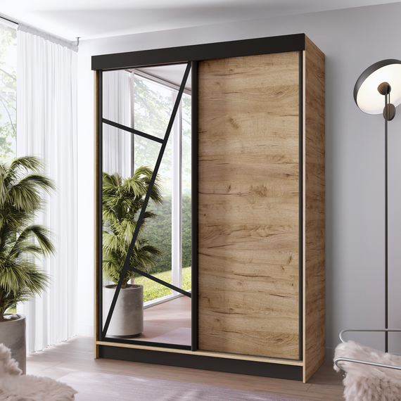 Schwebetürenschrank mit Spiegel TORET Eiche Craft