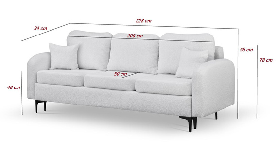 Sofa mit Schlaffunktion 228 cm breit BELLA Beige
