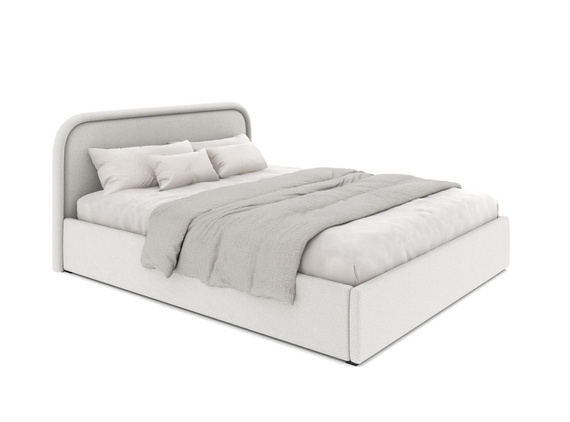 Weiß Polsterbett 140x200 mit Bettkasten Holzrahmen SAGA