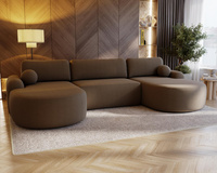 Große Ecksofa U Form OLIO Braun