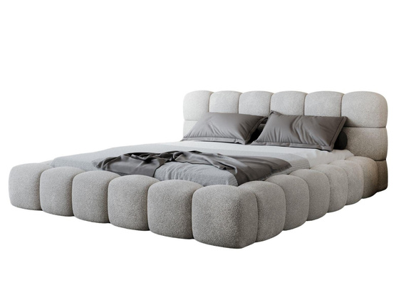 Hellgrau Boucle Designerbett mit Metallrahmen 180x200 BIZU