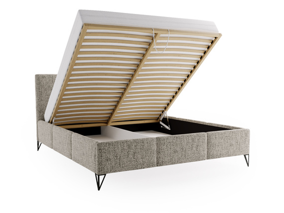 Designerbett geflechtartiger Stoff im Retro-Stil 180x200 Graphit LARAS
