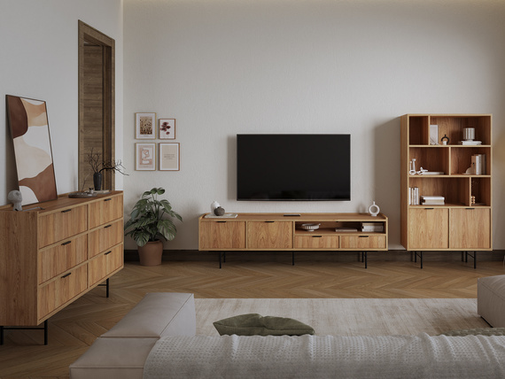 Holzkommode Japandi Vintage Eiche hikora COLGO