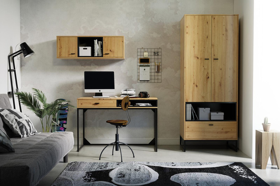 Kleiderschrank mit schubladen schmal MIO Eiche artisan