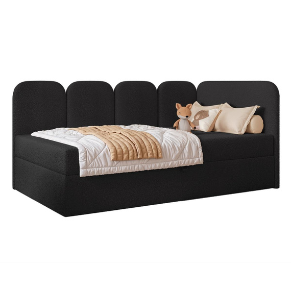 Kinderbett DREAMY Boucle Schwarz mit Bettkasten