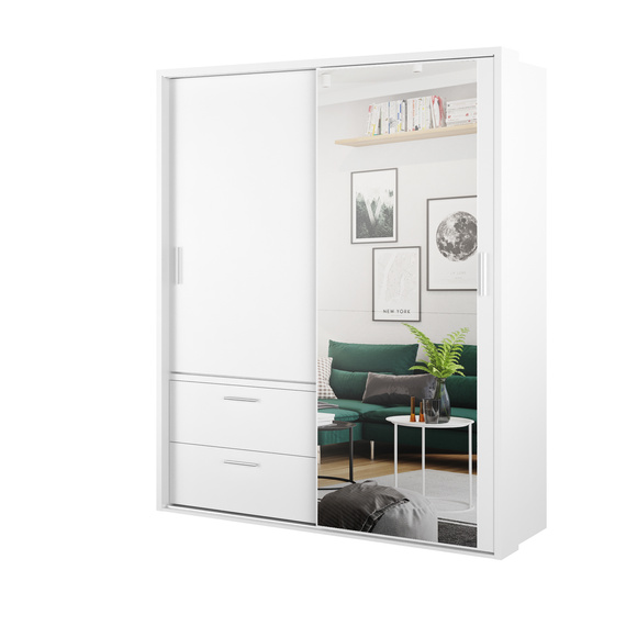 Kleiderschrank mit 2 Schubladen ARTI Weiß