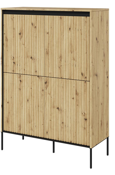 Kommode auf hohen Beinen,gerifflete Front FLORE Eiche artisan