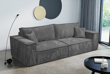 Schlafsofa mit Bettkasten und Cordstoff MONA Gelb