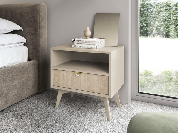 Nachtisch mit Schublade Skandinavisch design MARIA Beige