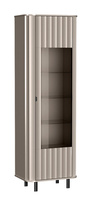 Standvitrine mit 3 Glasböden gerillte Front Beige STYLS