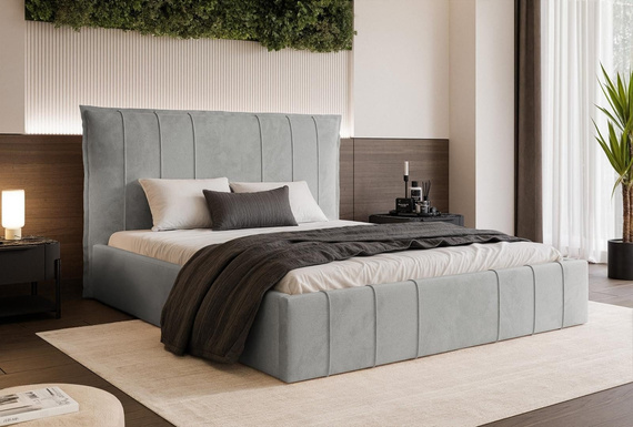 Elegant Designerbett mit Bettkasten Grau 120x200 GINNY