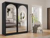 Kleiderschrank mit Spiegel 180 Breit Schwarz LUCY