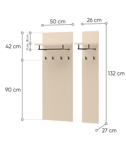 Garderoben-Set Beige mit Lamellen FLORE