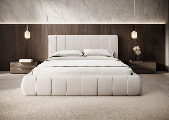 Elegant Designerbett Creme 180x200 Metallrahmen MISS