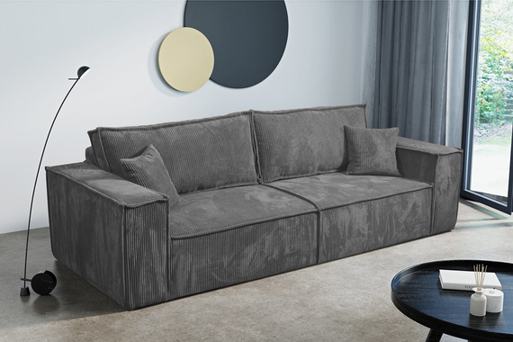 Schlafsofa mit Bettkasten und Cordstoff MONA Gelb