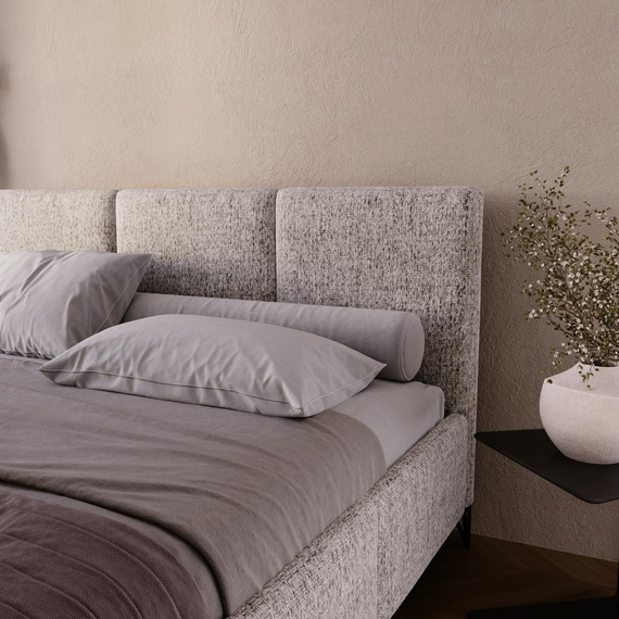 Designerbett geflechtartiger Stoff im Retro-Stil 160x200 Graphit LARAS