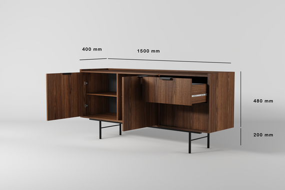 TV Kommode natur mit zwei Schubladen Eiche Hikora COLGO 