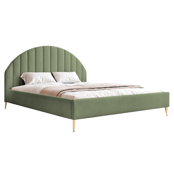 Designerbett mit Bettkasten und Füße 120x200 Olivgrün PERLE