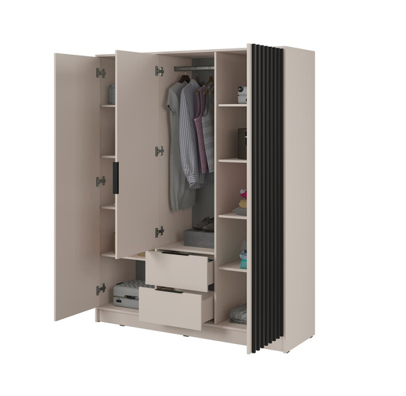 Drehtürenschrank mit Lamellen 150 cm breite Caschmir LISA