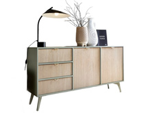 Kommode Sideboard mit Schubladen MARIA Eukalyptus / Scandi Fischgrät