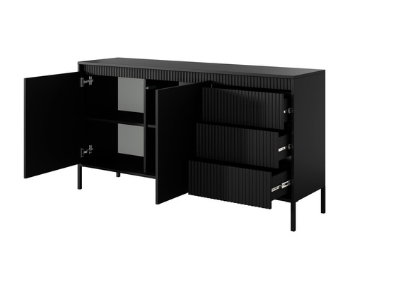 Kommode mit Lamellen JULO Schwarz