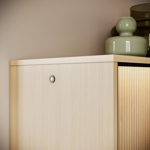 Japandi Kommode mit 3 Türen und LED WAVE