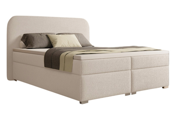 Hellbeige Boxspringbett 180x200 mit topper DESIGNO