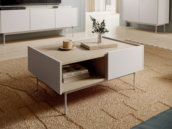 Couchtisch mit 2 Schubladen Eiche Linea+Kaschmir