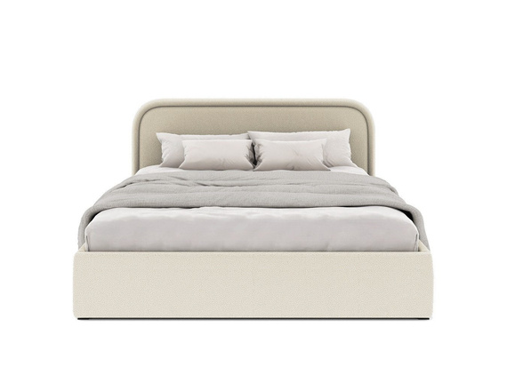 Creme Polsterbett 180x200 mit Bettkasten Metallrahmen SAGA