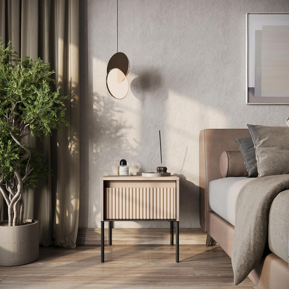 Nachttisch mit Schublade Fronten gefräst FLORE Grau