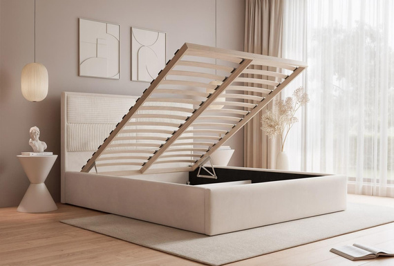 Kupfer Polsterbett mit Stauraum Holzrahmen 140x200 SAONA