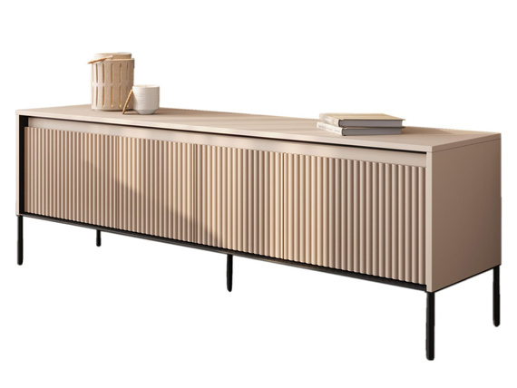 TV-Schränk mit 4 Türen und Fronten gefräst FLORE Beige