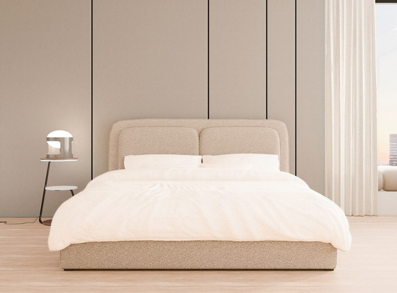 Modernes Beige Polsterbett mit Metallrahmen 140x200 LEA