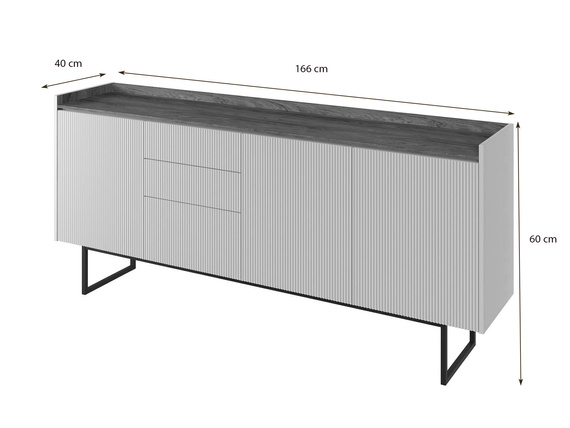 Kommode 3 Schubladen DENI Eiche dunkel/beige