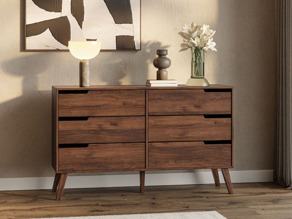 Kommode mit 6 Schubladen Nussbaum MONIS