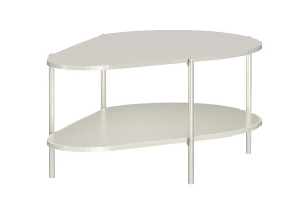 Couchtisch Runder Weiß mit Regal modern PLAYAS